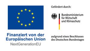Förderungslogo der Europäischen Union und dem Bundesministerium für Wirtschaft und Klimaschutz